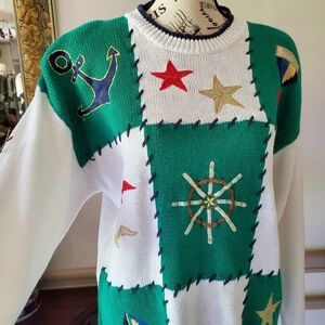 Vintage 90s nautical embroidered preppy sweater
